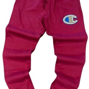 CHAMPION REVERSE WEAVE SCRIPT JOGGER PANTS / MEN’S - BURGUNDY (M)